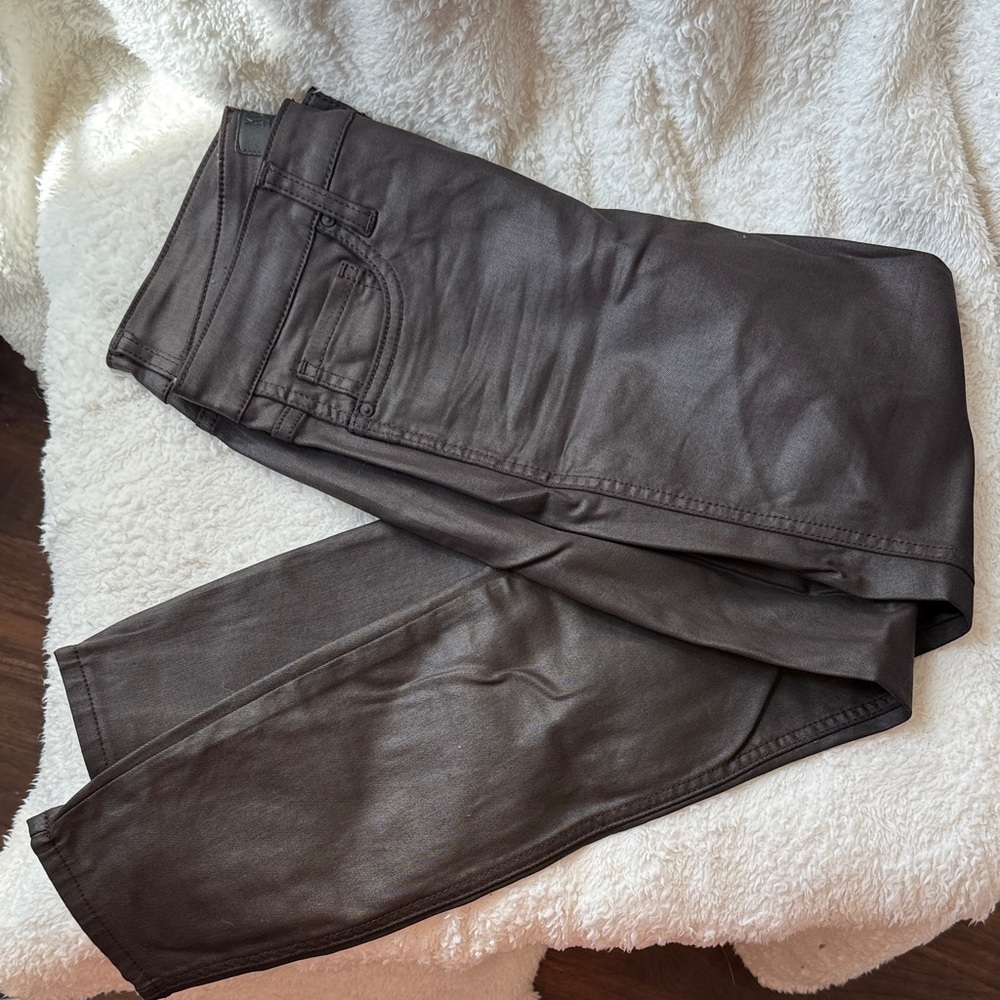 Chic Brown Coated Trousers